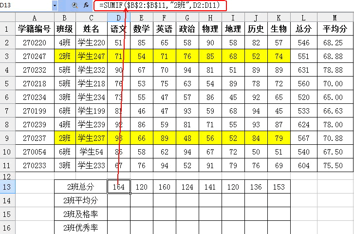 用ET表格打造更直观的学生成绩分析之相关函数