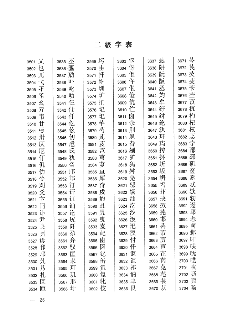 《通用规范汉字表》2013年版